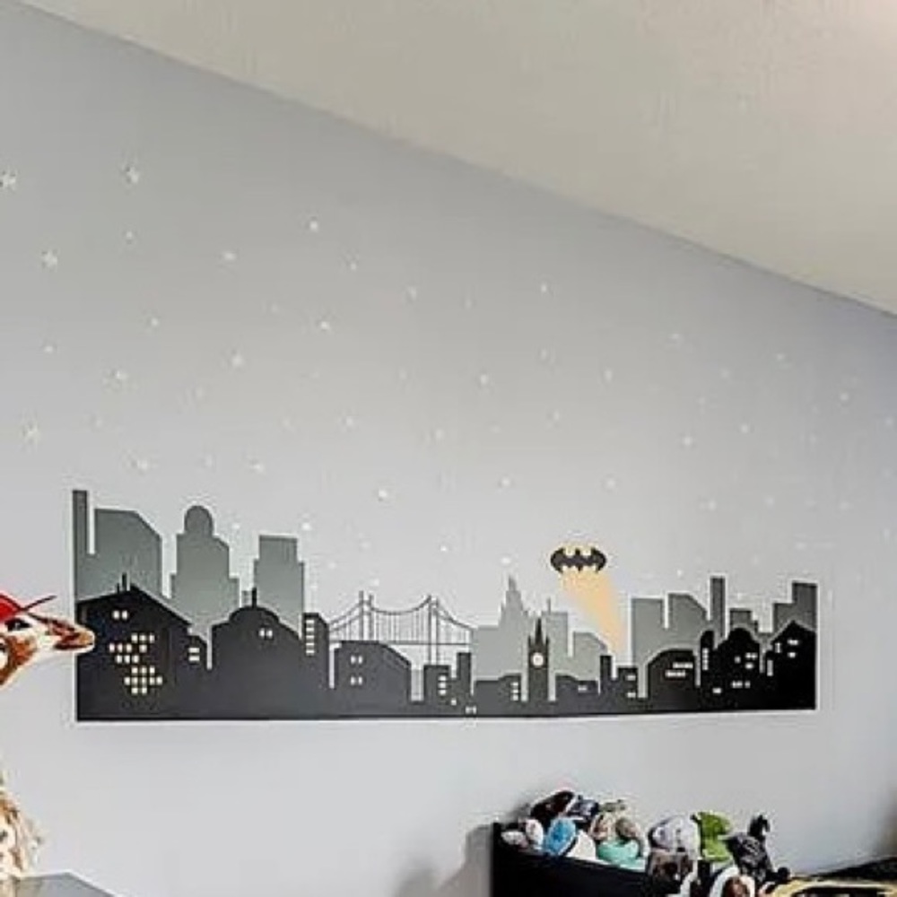 Lg Batman wall decal of Gotham city.  Still in box from China.